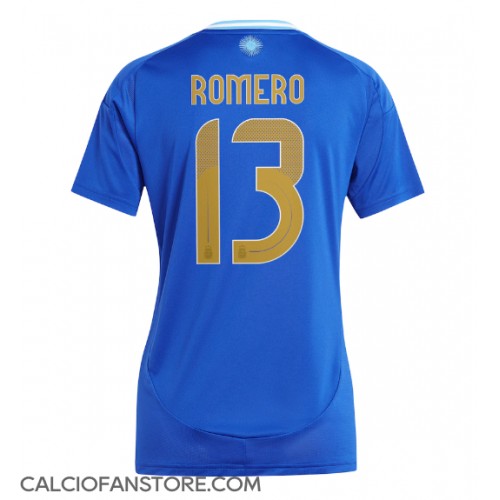 Maglia Calcio Argentina Cristian Romero #13 Seconda Divisa Donna Copa America 2024 Manica Corta